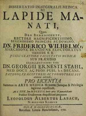 De lapide manati, 1710