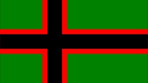 우흐투아 공화국 임시 정부의 깃발, 1920년 악셀리 갈렌-칼렐라가 디자인. 이후 카렐리안인의 민족 깃발로 사용됨