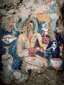 기증자 묘사, 추정상 구게의 왕 Lha lde. 북서쪽 탑, 톨링 사원, 서기 1025년경.