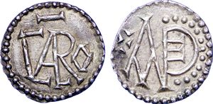 카를로만 2세 시대의 네우스트리아, 부르고뉴의 데나리온 동전 (앙제에서 출토)