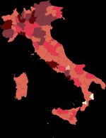 이탈리아 국내에서 감염자가 확인된 지역 (수시 갱신)