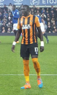 2014년 헐 시티에서 에버턴을 상대로 경기하는 디아메