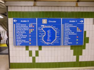 구스만 엘 부에노 역의 노선도 및 역 목록.