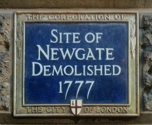 뉴게이트 부지에 있는 파란색 명판