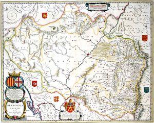 Aragonia Regnum, 블라우의 지도로, 1640년경에 출판된 주앙 바티스타 라바냐의 지도를 기반으로 함