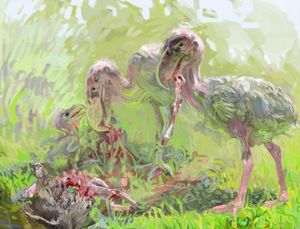 먹이를 먹는 모습의 복원도