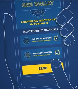 암호화폐 지갑 앱을 사용하여 eID와 졸업장을 제공하고 '신청서'에 디지털 서명