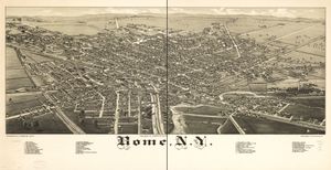 L.R. Burleigh의 랜드마크 목록이 있는 1886년 원근법 지도