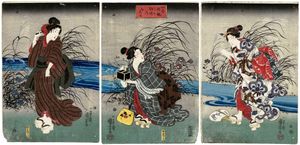 우타가와 쿠니요시 "사계 유관 납량(스즈미)의 반딧불" 1843년