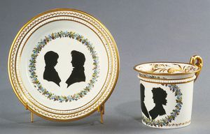 더비 도자기 캐비닛 컵, 가족 초상화, c. 1810