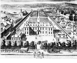 1707년 얀 키프와 레오나르드 크니프의 Britannia Illustrata에 실린 벌링턴 하우스