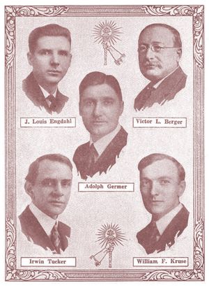 집행 비서 아돌프 게르머는 1919년 법무부에 의해 기소된 미국의 사회주의 지도자 5명 중 한 명이었다.