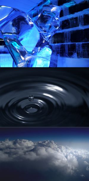 물은 대기압 근처에서 얼음, 물, 수증기 세 가지 상을 가진다.