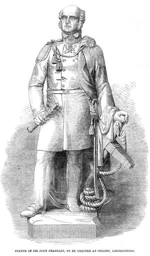 1861년 스필스비에 설치된 찰스 베이컨의 프랭클린 조각상 판화