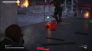 게임의 형편없는 물리 효과 예시. 적들은 총에 맞으면 점프하는 듯한 행동을 보인다.