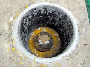 덮이지 않은 열린 구덩이에 있는 루크 니밋