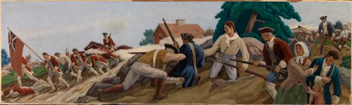 로스 모펫의 미국 독립 전쟁 시대 서머빌 근처에서 영국군과 식민지 주민 간의 충돌, 1937