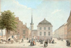 1850년경 보르센 옆, 슬롯스홀멘에 위치한 국립은행의 첫 번째 건물