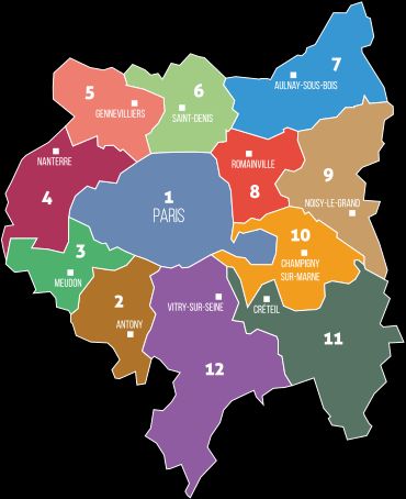 그랑파리 권역의 각 지역공공기관 설치 현황도