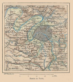 1894년 파리 분지 일대 지도 (stricto sensu). 프란츠 슈라더 작품.