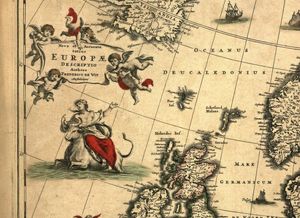유럽을 나타내는 유로파 (Nova et accurata totius Europæ descriptio by Fredericus de Wit, 1700)