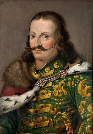 19세기 그림. 녹색 돌먼을 입은 후녀디. 벨라 셰퍼의 그림