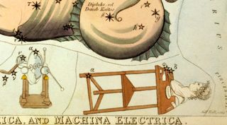 19세기 영국의 별자리 카드집 『우라니아의 거울』에 그려진 조각가자리.