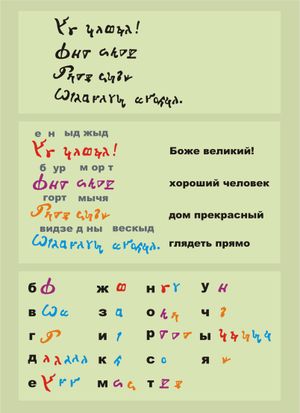 Old Permian(안부르) 문자로 쓰인 글.