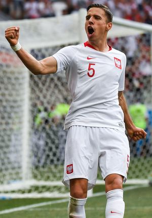 베드나레크가 일본과의 경기에서 득점 후 세레머니를 하고 있다.