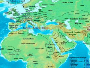 이슬람 정복 이전인 서기 600년경 페잔에 가라만테스의 위치.