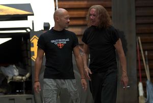 영화 "무인도" 촬영 중인 표도르 본다르추크와 세르게이 가르마쉬.