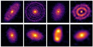 ALMA가 관측한 시그마 오리온자리 성단의 구성원 주변 원반. Haro 5-34는 위쪽 줄의 왼쪽에서 두 번째에 보인다.