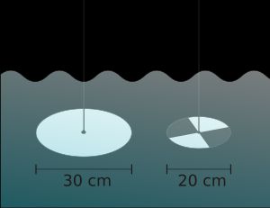 왼쪽은 원래 투명도판이고, 오른쪽은 개량된 투명도판이다. 왼쪽 유형은 해양에서 사용될 수 있으며, 오른쪽 유형은 담수에서 표준적으로 사용된다.