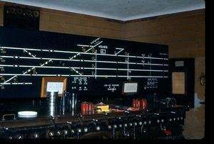 모형 신호반과 레버 머신