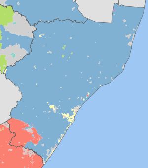 콰줄루나탈 주의 언어 분포도