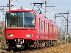 6800계 모리가미행 보통 열차. 낮에는 절반이 모리가미 - 메이테쓰이치노미야 구간으로 단축 운행된다.