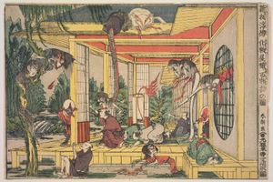 가쓰시카 호쿠사이의 《괴물 저택 햐쿠모노가타리 그림》(化物屋敷百物語の図), 보스턴 미술관 소장