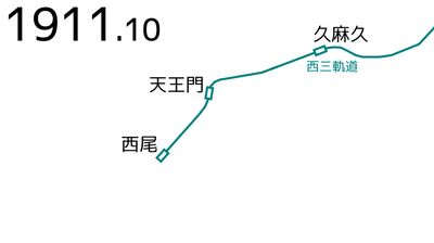 니시오역 주변의 선로 변천