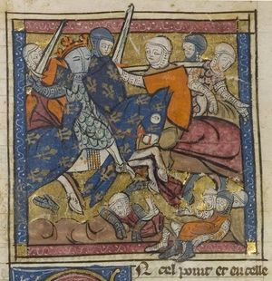 1330년경 전투 삽화에 묘사된 플랑드르 백작 페르디난트의 포획.