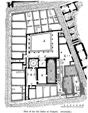 폼페이의 고대 목욕탕(포럼 목욕탕) 평면도