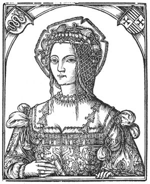 바르의 이름을 부여한 폴란드 여왕 보나 스포르차의 1517년 판화