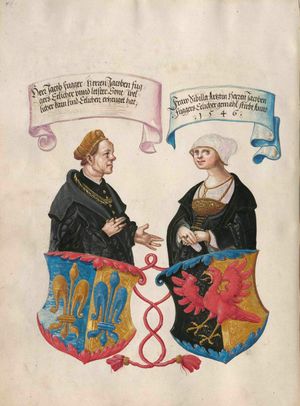 야코프 푸거와 시빌 아르츠, 아우크스부르크, 푸거 가문의 명예의 책, 작업장 요르크 브로이 데어 융거, 1545–1549