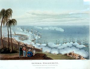 도성의 남쪽 고지에서 바라본 일반 교전, 윌리엄 이네스 포콕 R.N.의 그림