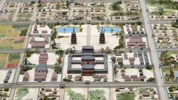 창건 당시 사이다이지의 모형 (나라시 나라시청 소장 헤이조쿄 1/1000 모형의 일부) 북쪽에서 본 모습