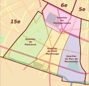 파리 14구의 구(Quartier) 상세 지도