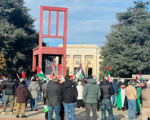 유엔 사무소 앞에서 팔레스타인 지지 시위, 2023년 11월 25일, 제네바