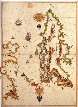 16세기 피리 레이스가 그린 히오스 섬 지도