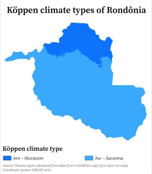 혼도니아주의 쾨펜 기후 지도