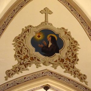 오하이오주 페리스버그 성 로즈 교회의 천장 프레스코화에 묘사된 성녀 마르가리타 마리아 알라코크