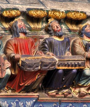 오르가니스트룸을 연주하는 사람들, 스페인 오렌세 대성당, 12세기